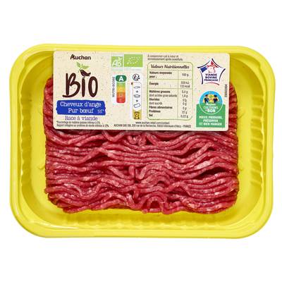 Auchan BIO Haché Vrac Pur Boeuf 5%MG Bio, 350g