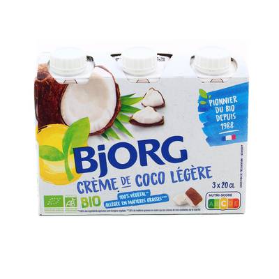 Bjorg Veggie Crème de Coco Légère Bio, 3x20cl