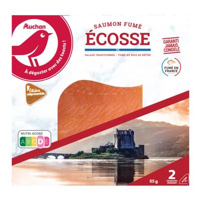 Auchan Saumon Fumé d'ecosse, 2 tranches - 65g