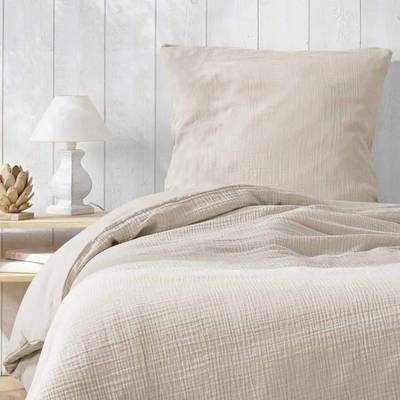 Douceur D Interieur Parure De Lit Double Gaze De Coton Angelia Sable, 140 x 200  cm