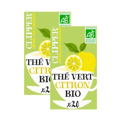 Clipper Thé Vert au Citron Bio, Lot de 2x35g