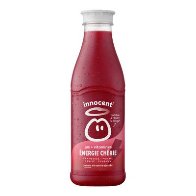 innocent Energie Chérie, Pur Jus Framboise, Cerise, Baies de Gojis et Guarana + vitamines., 75cl