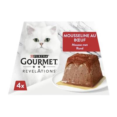 Purina - Gourmet Révélations Pots Mousseline Boeuf nappée de sauce pour Chat, 4x57g
