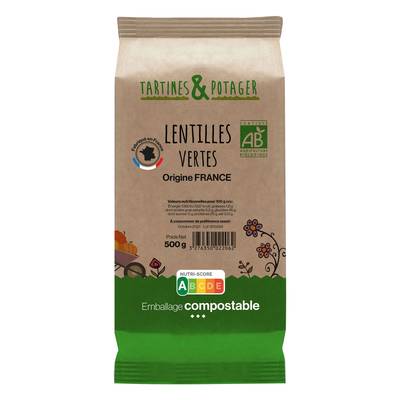 Tartines Et Potager Lentilles vertes bio origine France, 500g