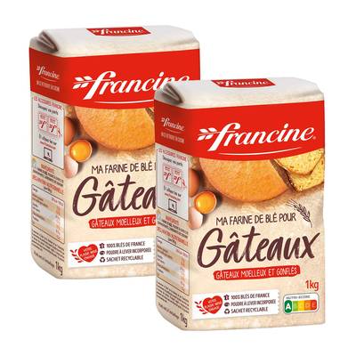 Francine Farine de Blé pour Gâteaux, Lot de 2x1kg