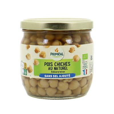 Priméal Pois chiche bio sans sel ajouté filière France, 330g