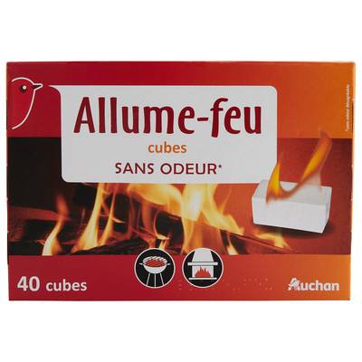 Auchan Allume-feu cubes sans odeur, 40 cubes