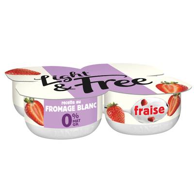 Light&Free Fromage blanc fraise 0%mg, 4x120g