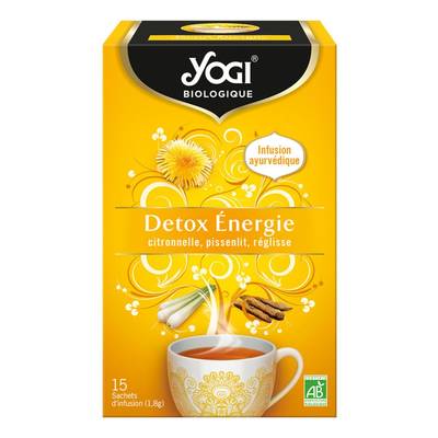 Yogi Infusion Detox Energie Citronnelle Pissenlit Réglisse Bio - 15 sachets, 27g
