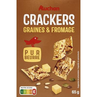 Auchan Crackers aux graines et fromage, 65g