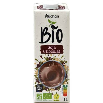 Auchan BIO Soja saveur chocolat bio boisson végétale, 1L