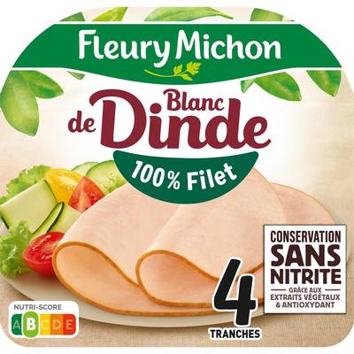 Fleury Michon Blanc de Dinde 100 % Filet, 4 tranches - 130g