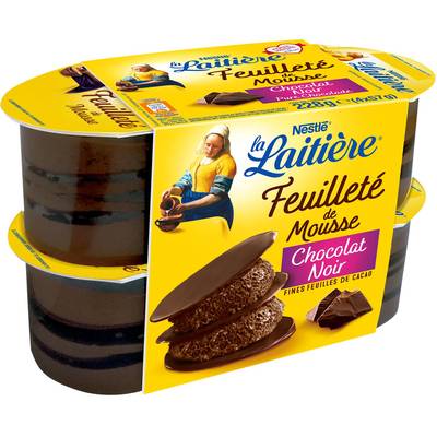 La laitière Feuilleté Mousse Chocolat Noir, 4x57g