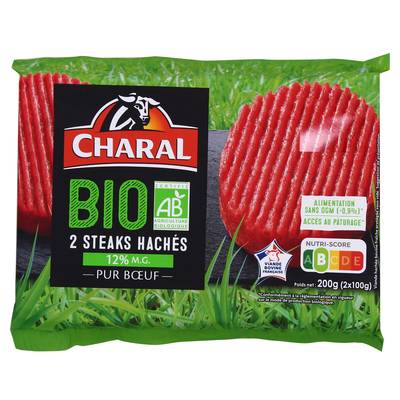 Charal Steaks Hachés Bio 12%MG, 2x100g