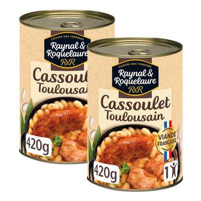 Raynal et Roquelaure Cassoulet Toulousain cuisiné à la graisse d'oie, Lot de 2x420g