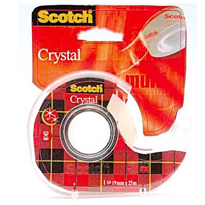 Scotch Dévidoir avec ruban adhésif crystal transparent, Dimensions  25 m x 19 mm