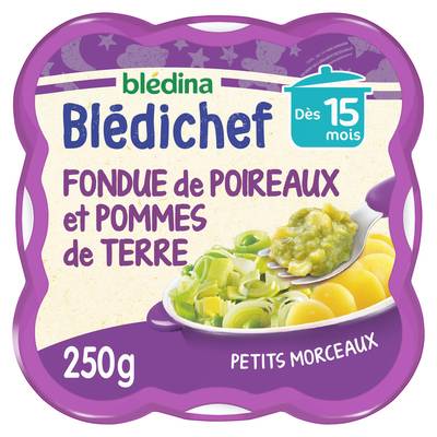 Blédina - Blédi'chef Fondue de Poireaux et Pomme de Terre Assiette Bébé Dès 15 mois, 250g