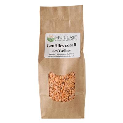 Huilerie Plaine de Versailles Lentilles corail cultivées dans les Yvelines, 500g