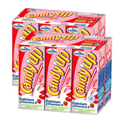 Candy-Up Boisson lactée fraise UHT, 2 packs de 6x20 cl