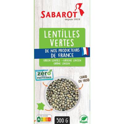Sabarot Lentilles Vertes Zéro Résidu de Pesticides, 500g