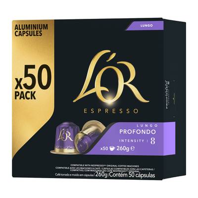 L'or Espresso Café Capsules Lungo Profondo intensité 8, 50 capsules