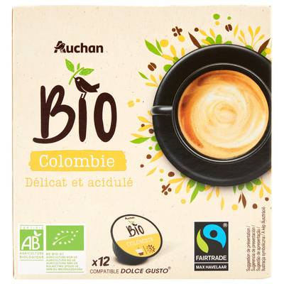Auchan BIO Capsules de café Colombie Bio, 12 capsules