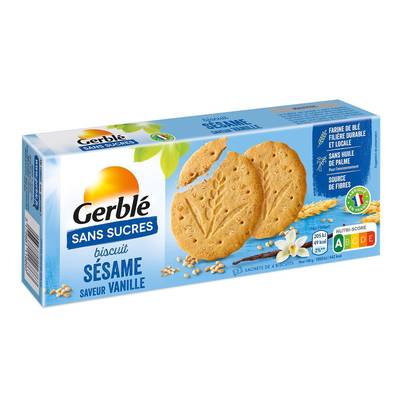 Gerblé Sans Sucres 12 Biscuits sésame saveur vanille, 132g