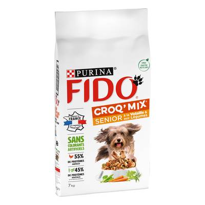 Purina - Fido Croquettes Volaille et Légumes Croq Mix pour Chien Senior, 7kg
