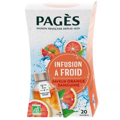 Pagès Infusion Glace Detox saveur Orange Sanguine, 20 sachets
