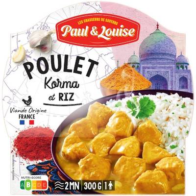 Paul & Louise Poulet Korma et son riz, 300g