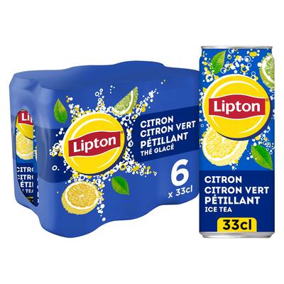 Lipton Ice Tea Saveur Citron Citron Vert Pétillant, 6x33cl