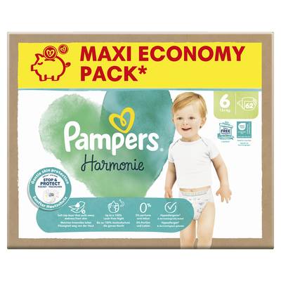 Pampers Harmonie Couches Bébés Harmonie 13+ kg T6, 62 couches