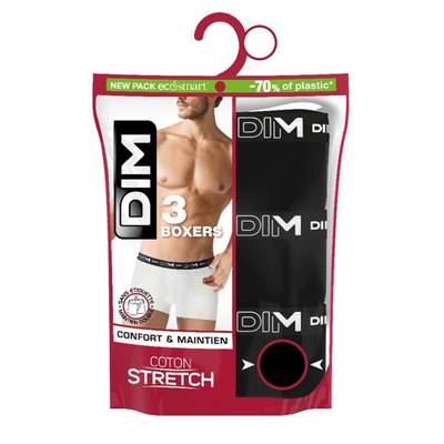 Dim Boxers Coton Strech Noir, Taille 2 3 boxers