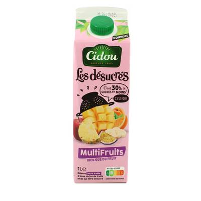 Cidou Les désucrés Jus Multifruits - 30% de sucre, 1L