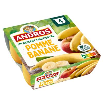 Andros Compote Pomme Banane, 4x100g