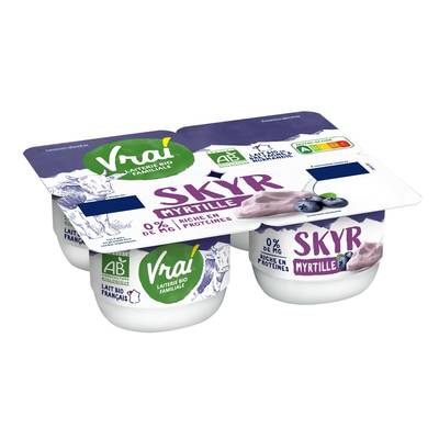 Vrai Skyr myrtille bio 0%mg, 4x100g