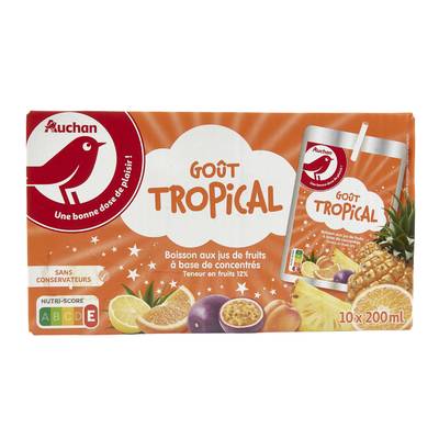 Auchan Boisson aux jus de fruits goût tropical, 10x20cl