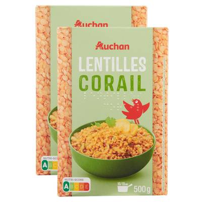 Auchan Lentilles corail, Lot de 2x500g