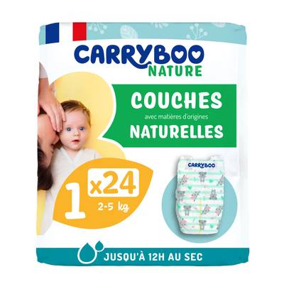 Carryboo Nature Couches naturelles et chou, T1 (2-5kg), 24 couches