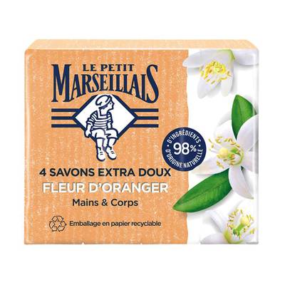 Le Petit Marseillais Savon Extra Doux à la Fleur d'Oranger, 4x100G