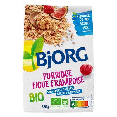 Bjorg Porridge Figue, framboise bio, 375g