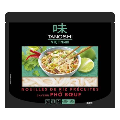 Tanoshi - Vietnam Nouilles de Riz précuites Saveur Boeuf pour Soupe Pho, 380g