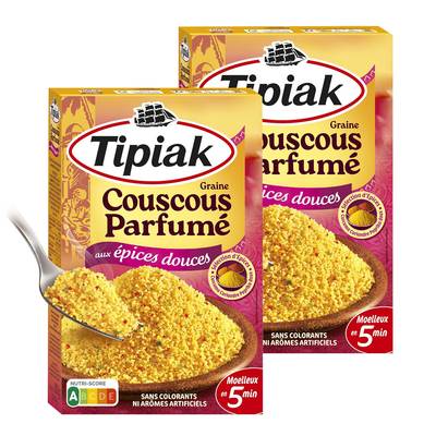 Tipiak Graines de couscous parfumées aux épices douces, Lot de 2x500g