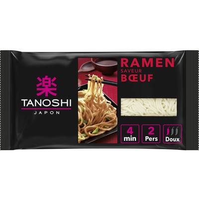Tanoshi - Japon Ramen Saveur Boeuf Nouilles Japonaises Précuites, 360g