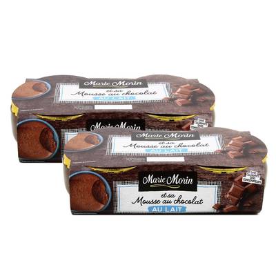 Marie Morin Mousse au chocolat au lait, 2 packs de 2x100g