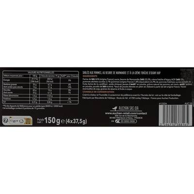 Auchan Terroir Biscuits sablés normands aux pommes et crème d'Isigny, 150g