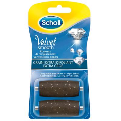Scholl Rouleau de recharge Extra Exfoliant pour râpe électrique Velvet Smooth grain extra exfolient, 2 pièces