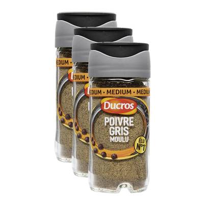 Ducros Poivre gris moulu, Lot de 3x36g