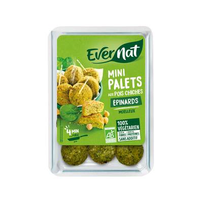 Evernat Mini palets épinard pois chiche Bio x12, 150g