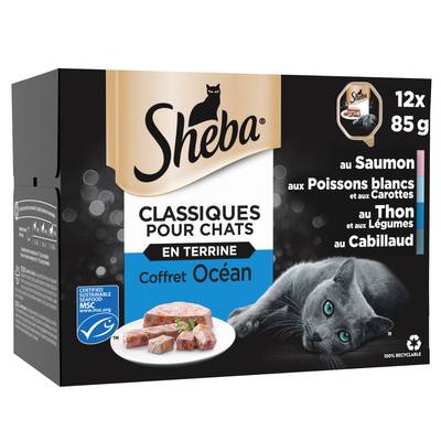 Sheba - Classiques Barquettes en Terrine Océan MSC pour chat, 12x85g